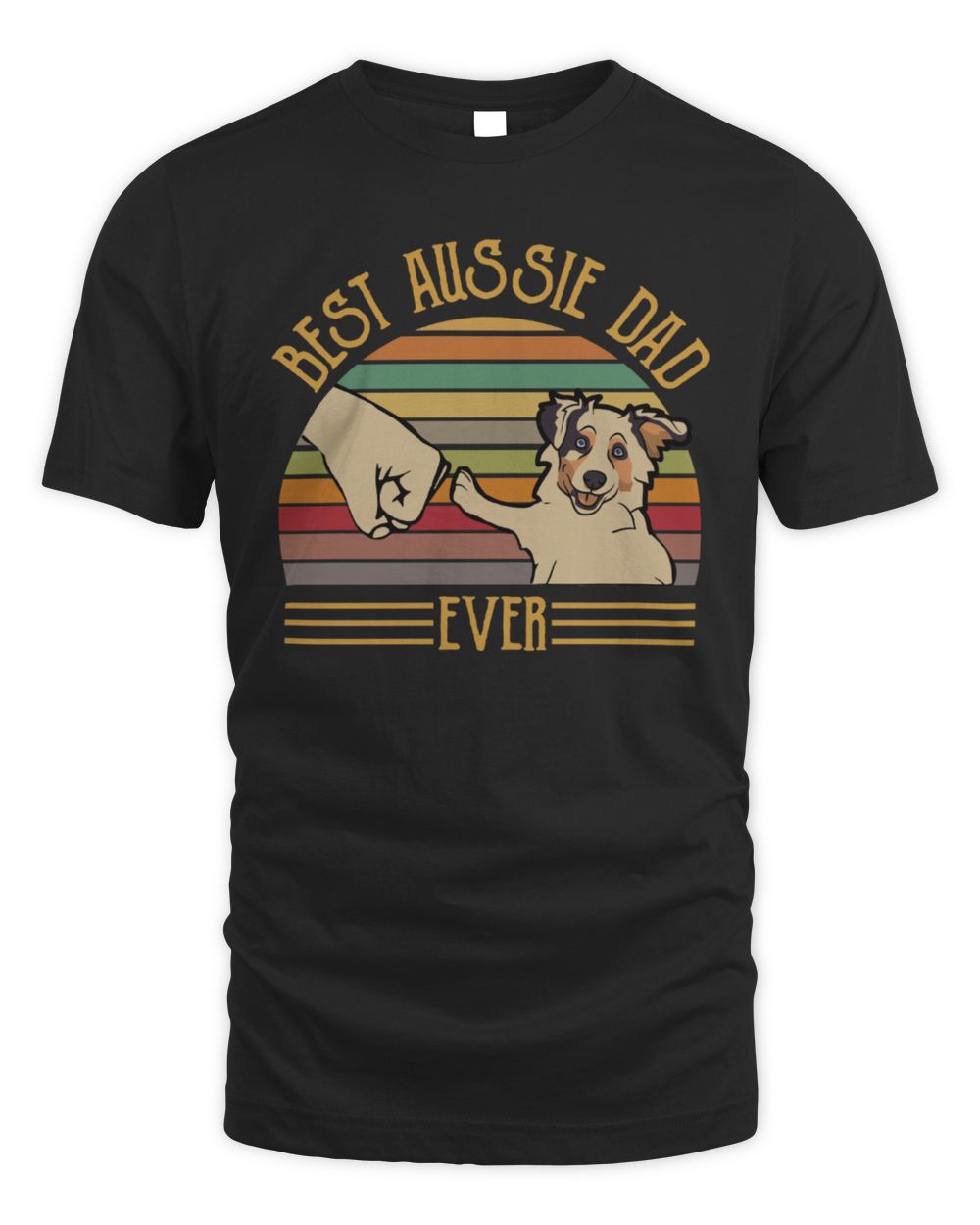 Best Aussie Dad Ever Retro Vintage Sunset T-Shirts Unisex Standard T-Shirt black s
