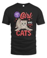 Just A Girl Who Loves Cats Shirt Gifts Cat Shirts For Girls T Shirt Unisex Standard T-Shirt black s